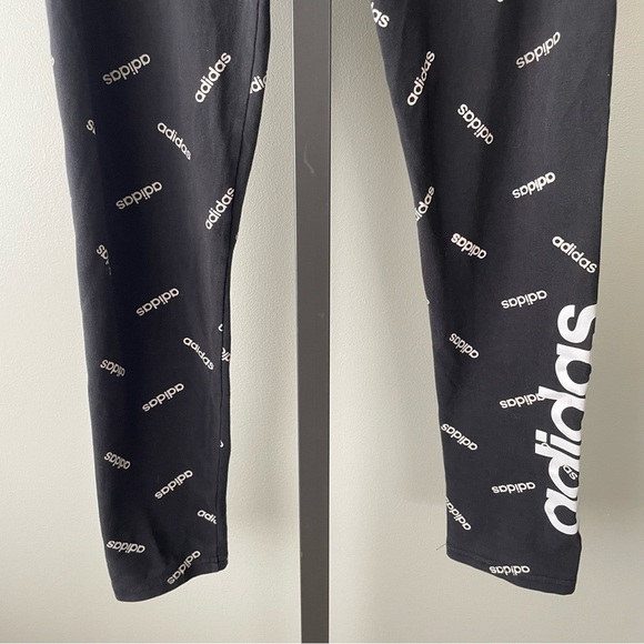 Adidas AOP Tight All Over Printer Logo Legging Pant Black White Midrise Medium - Picture 6 of 10